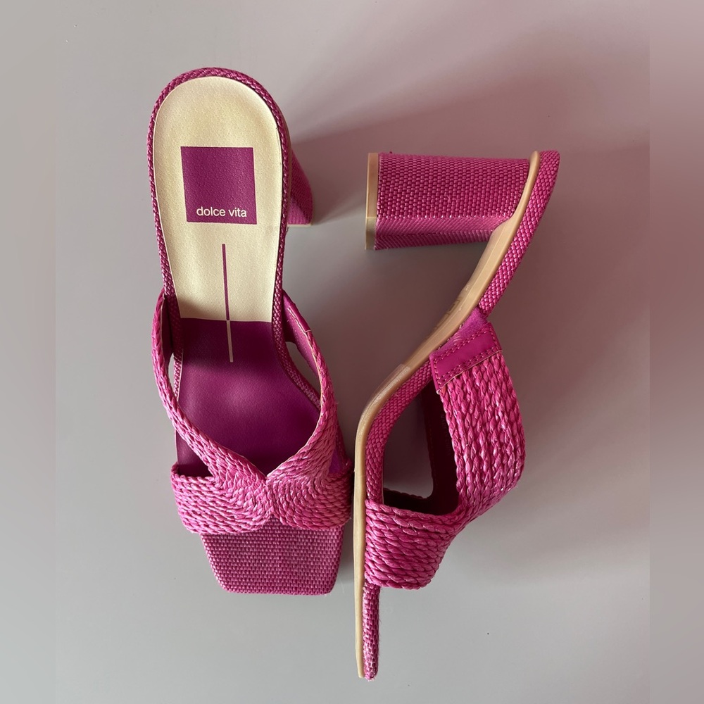 Dolce Vita Penny Orchid Raffia Heeled Sandals